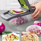 Vegetable Chopper 16 in 1 with Slicing Container 8 Blades Sink ABS and Stainless Steel Kitchen Accessories