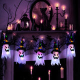 Halloween Decorations Hanging Outdoor String Lights Glowing Ghost Witch Hat Indoor Ornaments Halloween Lights for Home Tree Garden Yard (5 Pcs)