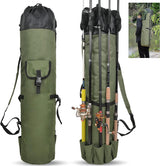 Fishing Rod Bag Pole Holder, Portable Fishing Rod Case Carrier Canvas Pole Storage Bag Travel Carry Case Waterproof Fishing Tackle Gear Organizer