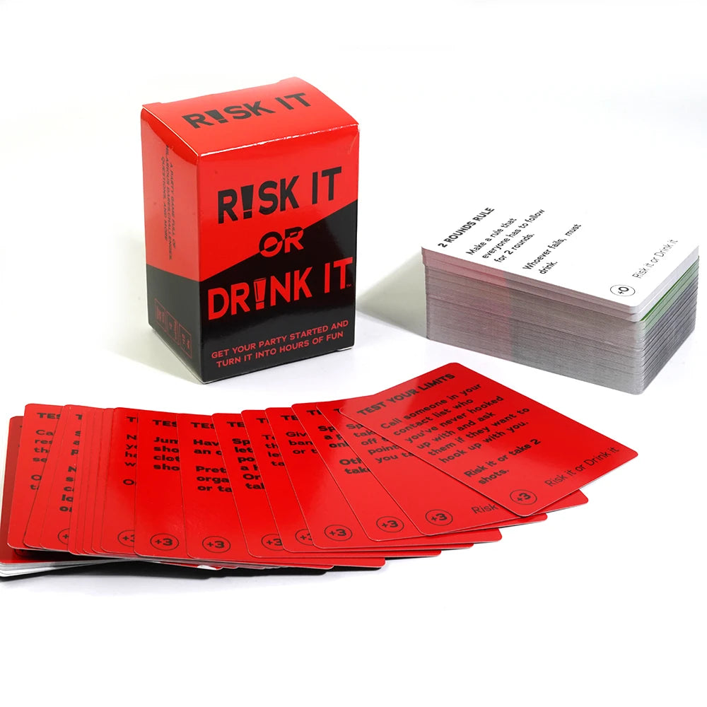 Risk It or Drink It Fun Party Game for College Card Game Drinking Game Pregame Night Hilarious Dares Challenges Questions Adult