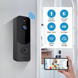 Wireless Doorbell Camera with Chime, Smart Video Doorbell Security Camera with ，Black