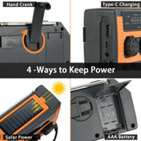 Hand Crank Solar Power Bank 5000Mah Multifunctional Emergency Radio Portable Camping Power Bank with Flashlight Reading Lamp