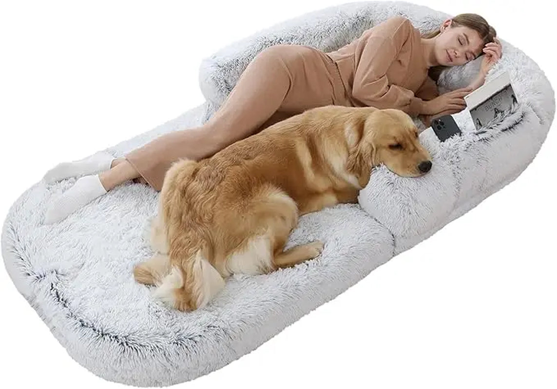 Human Dog Bed, 74"X43"X9" Dog Beds for Large Dogs, Foldable Plush Washable Dog Beds