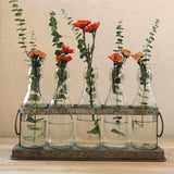 Rustic 5 Glass Bottles Bud Vase Set for Hydroponics Plants Home Garden Wedding Centerpieces Farmhouse Decor