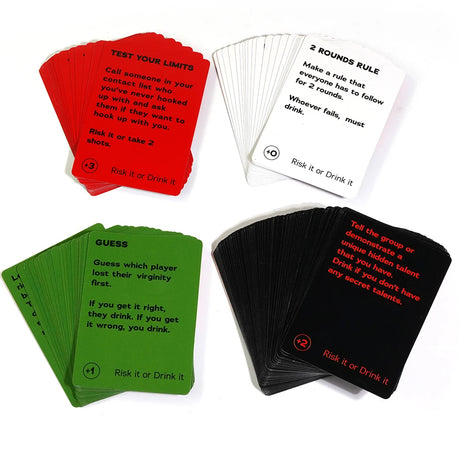 Risk It or Drink It Fun Party Game for College Card Game Drinking Game Pregame Night Hilarious Dares Challenges Questions Adult