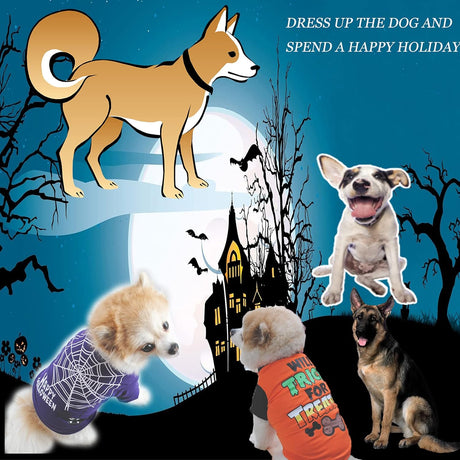 Halloween Ghost Pet Costume Outfits Printed Puppy Shirt Cute Pumpkin Dog Clothes for Small Dogs Cats Pet Apparel Halloween Party Cosplay