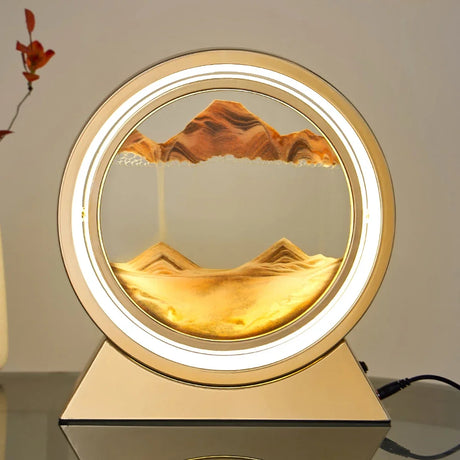 LED Light Creative Quicksand Table Lamp Moving Sand Art Picture 3D Hourglass Deep Sea Sandscape Bedroom Lamp for Home Decor Gift