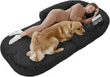 Human Dog Bed, 74"X43"X9" Dog Beds for Large Dogs, Foldable Plush Washable Dog Beds