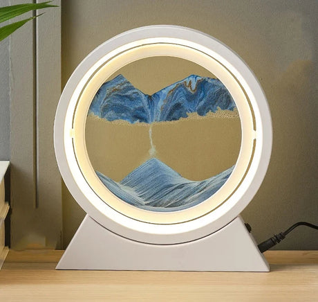 LED Light Creative Quicksand Table Lamp Moving Sand Art Picture 3D Hourglass Deep Sea Sandscape Bedroom Lamp for Home Decor Gift