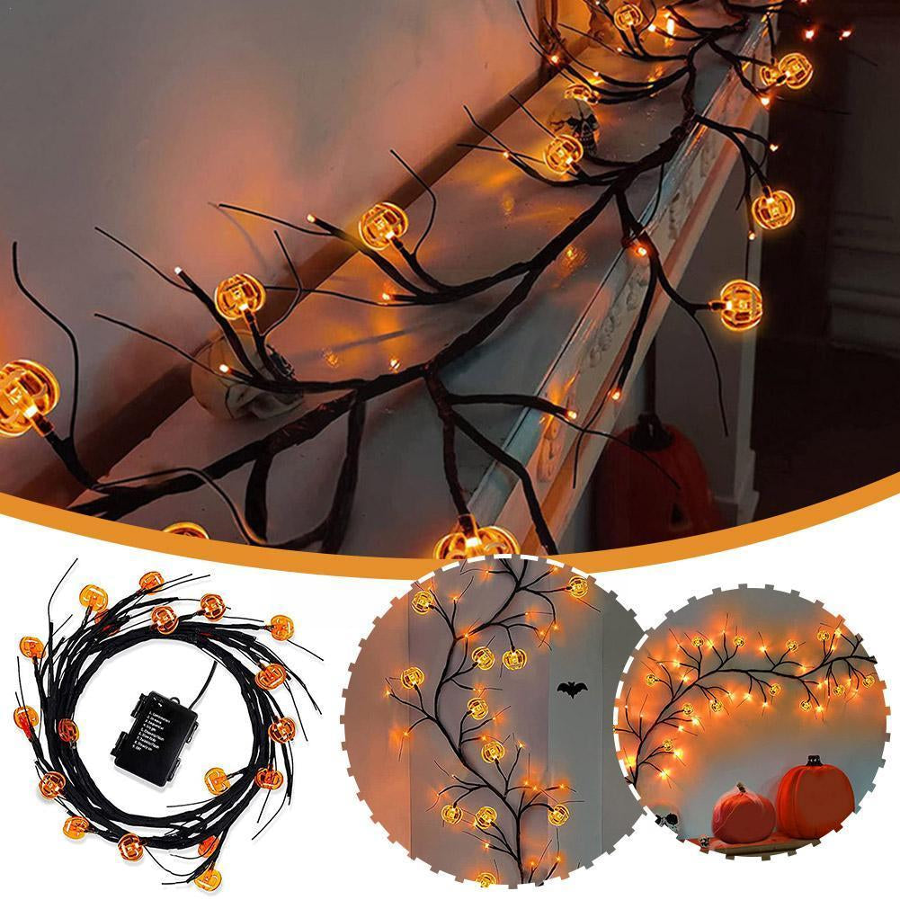 Halloween LED Willow Vine String Light Cool Cartoon Bat Pumpkin Decoration for Indoor Outdoor Party House Decor