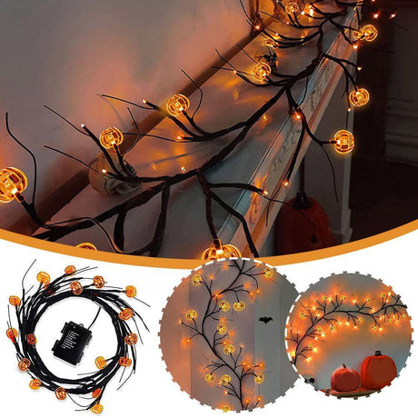 Halloween LED Willow Vine String Light Cool Cartoon Bat Pumpkin Decoration for Indoor Outdoor Party House Decor