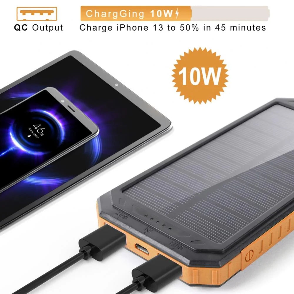 Waterproof 60000Mah Dual USB Portable Solar Battery Charger Solar Power Bank for Iphone, Mobile Cell Phone