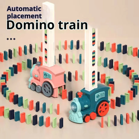 Kids Electric Domino Train Car Set Sound & Light Automatic Laying Dominoes Brick Blocks Game Educational Christmas Gift Kids Toy