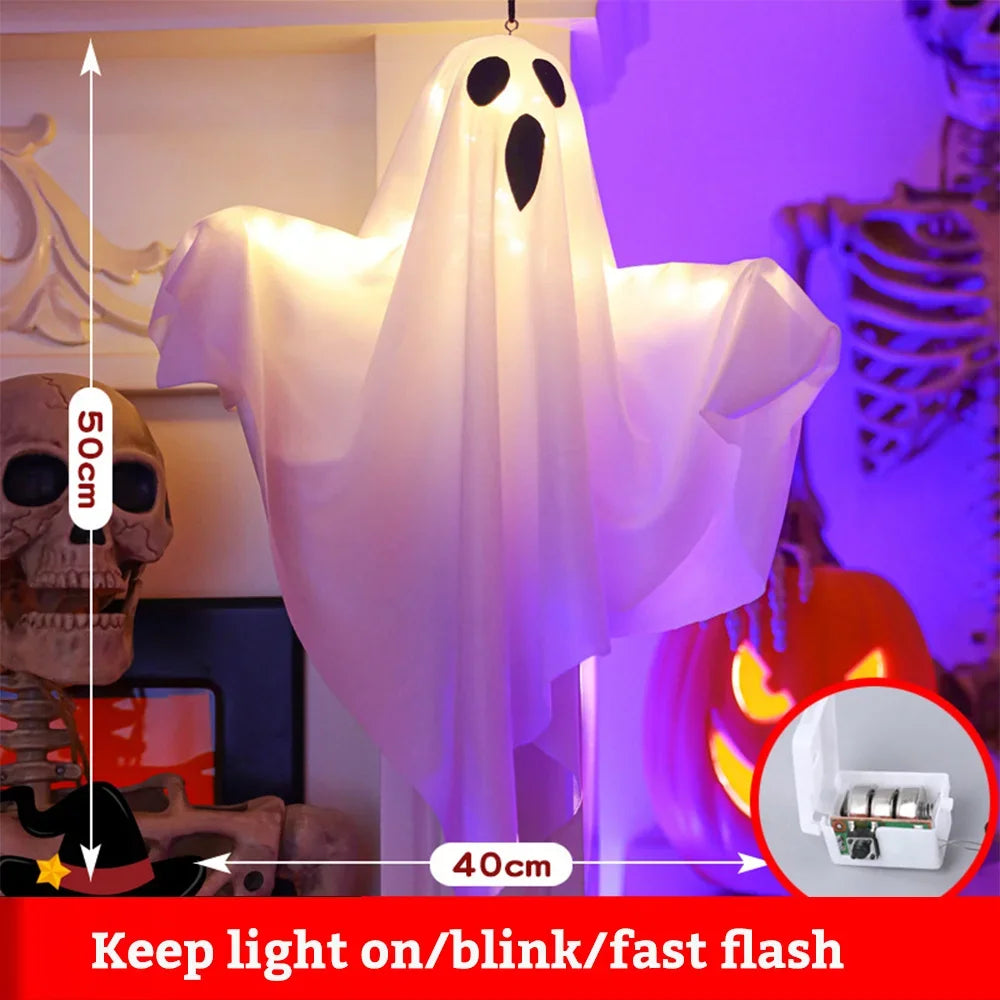 Halloween LED Glow Ghost Lights for Home Indoor Outdoor Hanging Decoration Haunted House Horror Props Bar Supplies 2024 New