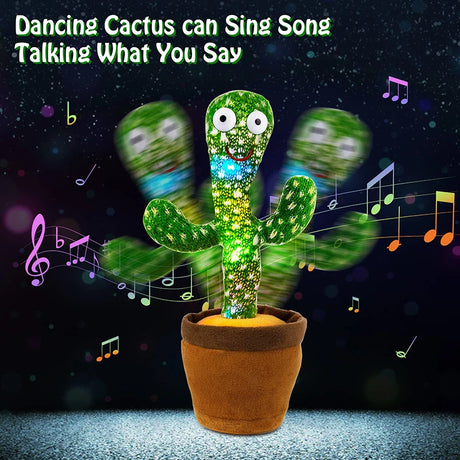 Dancing Talking Cactus Singing Talking Recording Mimic Repeating What You Say Toy Electronic Light up Plush Give for Kids Gifts